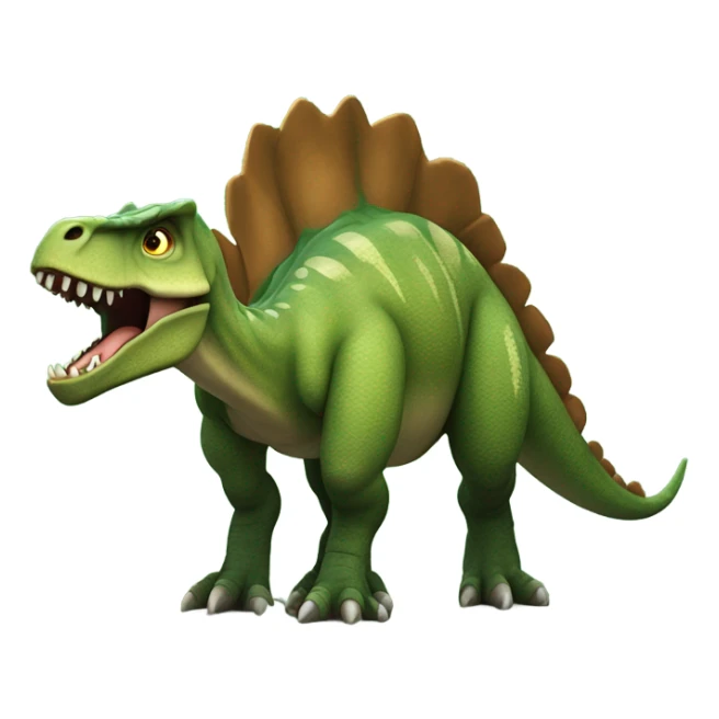 Dinosaur wearing a gold chain and baseball hat sticker