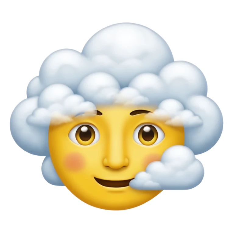No mouth face in clouds a yellow circle remove nose and remove a white eyes sticker