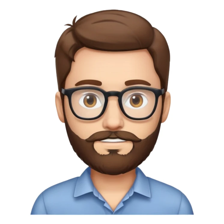 a man with glasses brown hair and a beard sticker