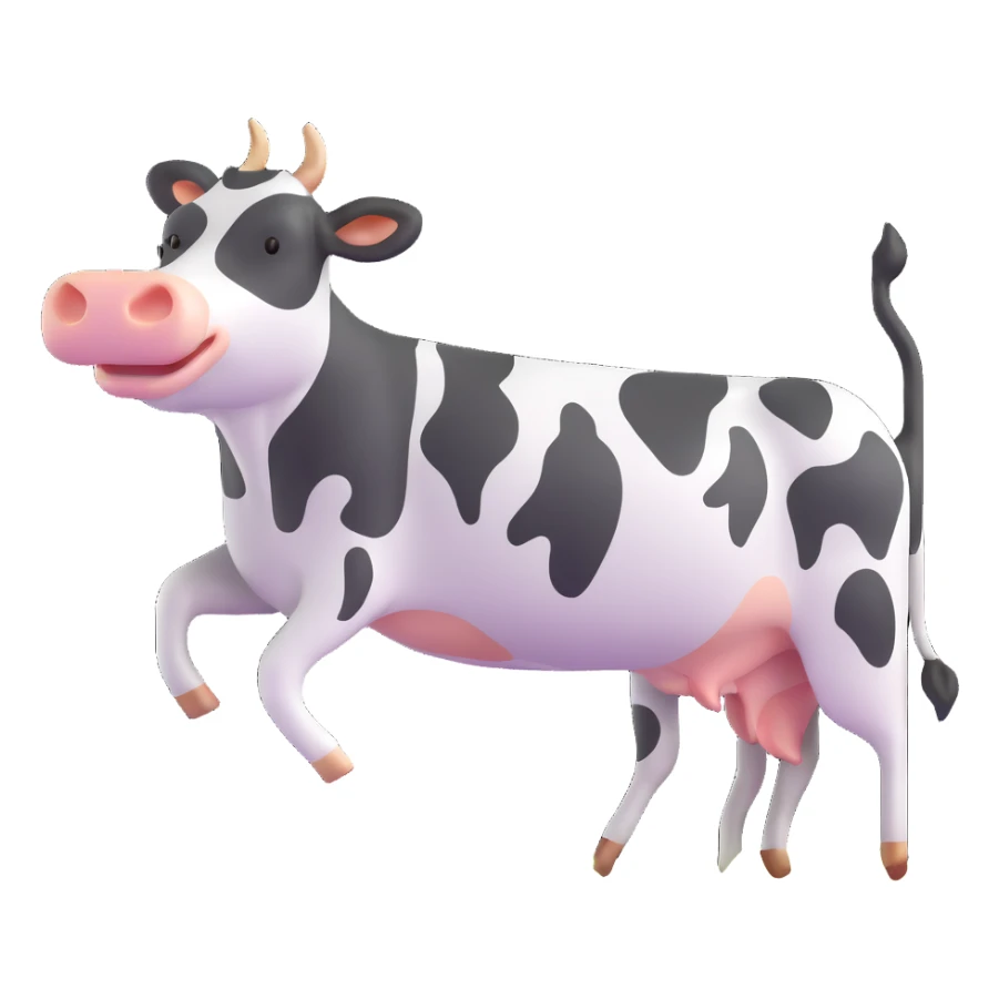 black and white cow jumping in a grass field sticker