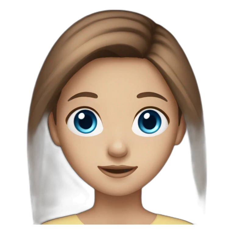 Girl who as blue eyes and long brown hair sticker