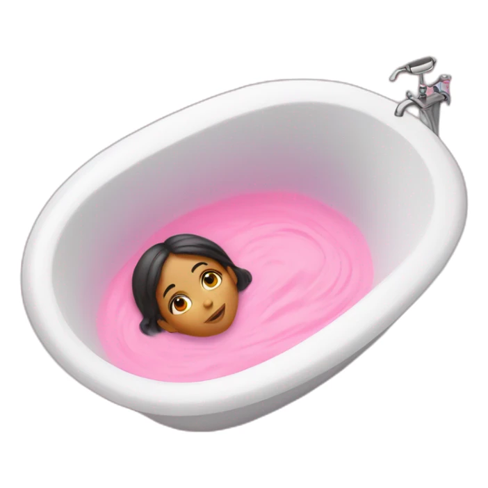 girl lies in a pink bath sticker