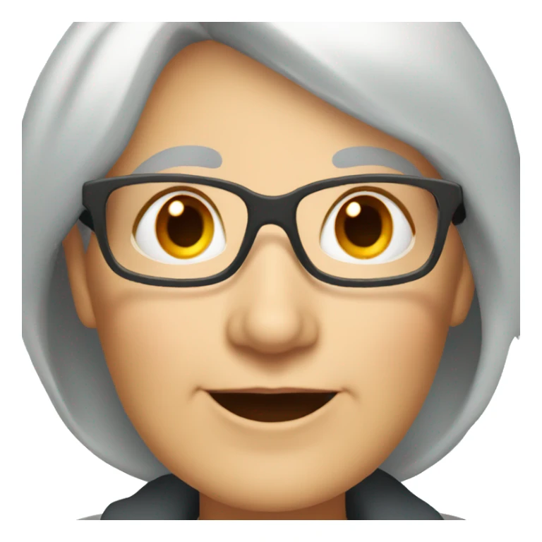 OLDER WHITE Woman with grey hair AND ORANGE GLASSES sticker