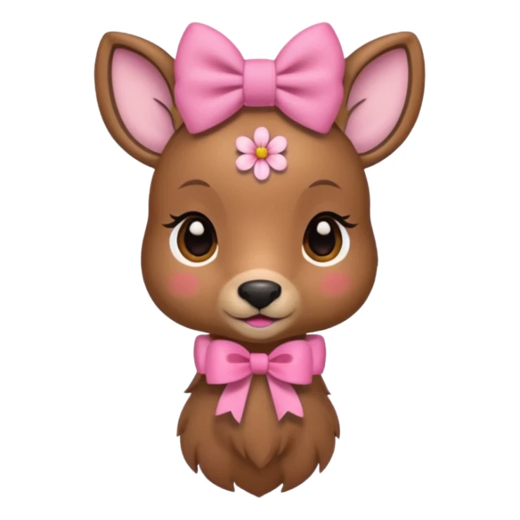 Cute Doe with a pink bow and with flowers  sticker