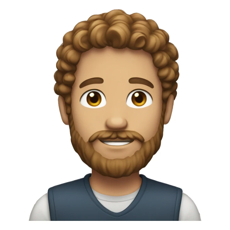 a person with curly, light brown hair and a beard. They have a gentle expression sticker