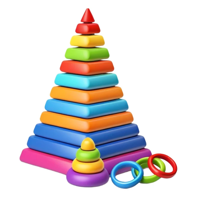 Colorful children's stacking pyramid toy with rings of different sizes sticker