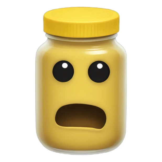 A jar of mustard with dead x eyes  sticker