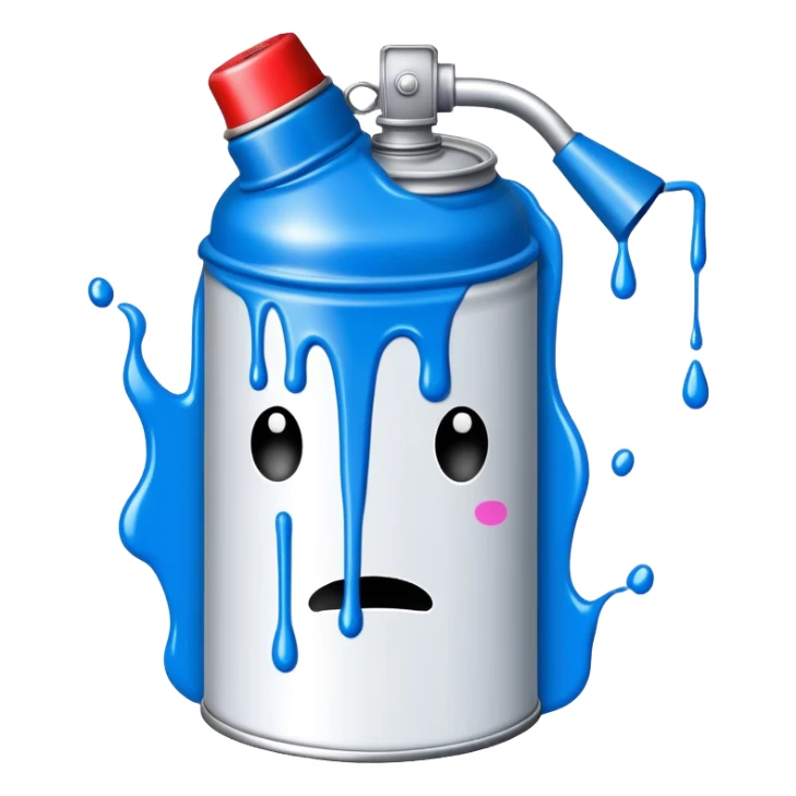 Blue spray paint can for graffiti with paint dripping sticker