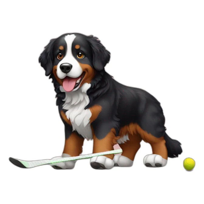 Bernese mountain dog playing hockey sticker