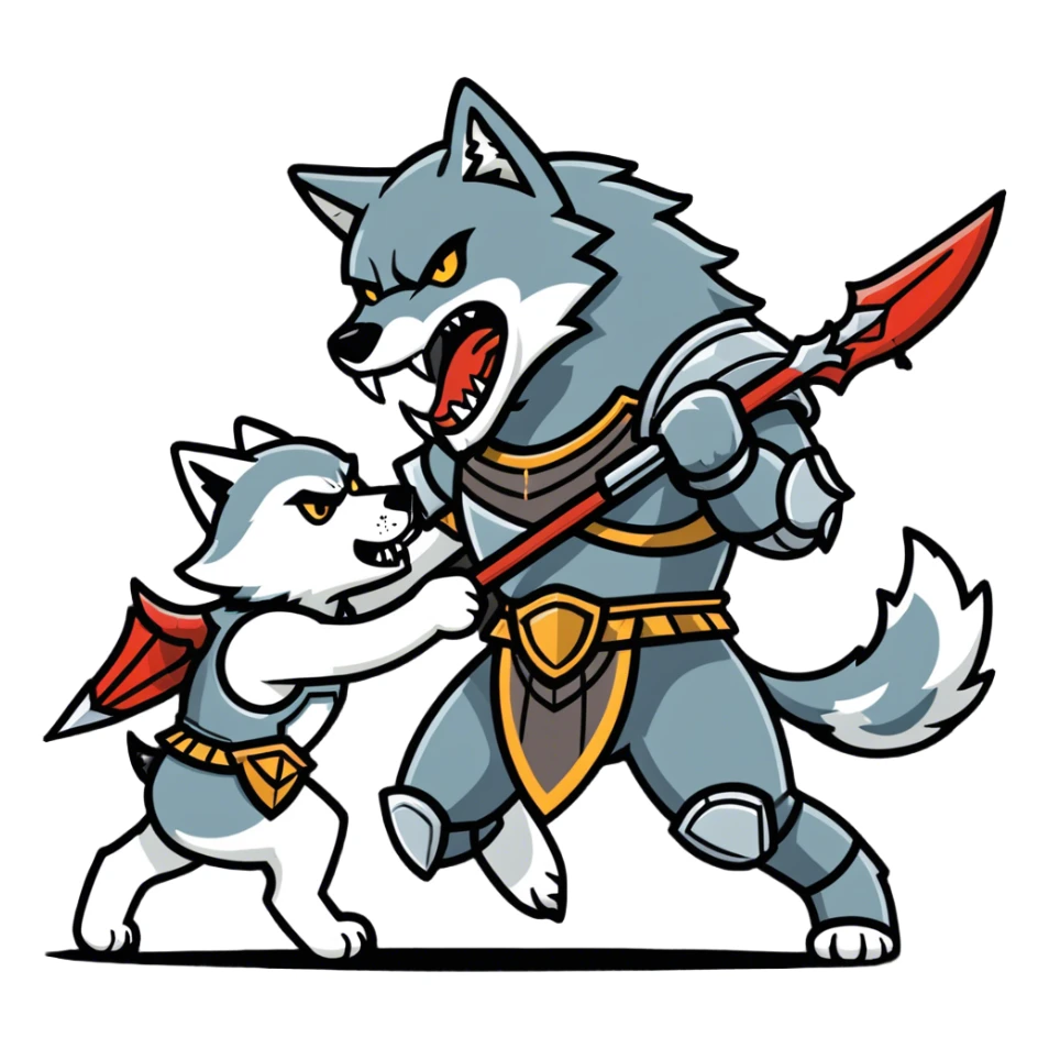 Wolf eating a person who is a spartan sticker
