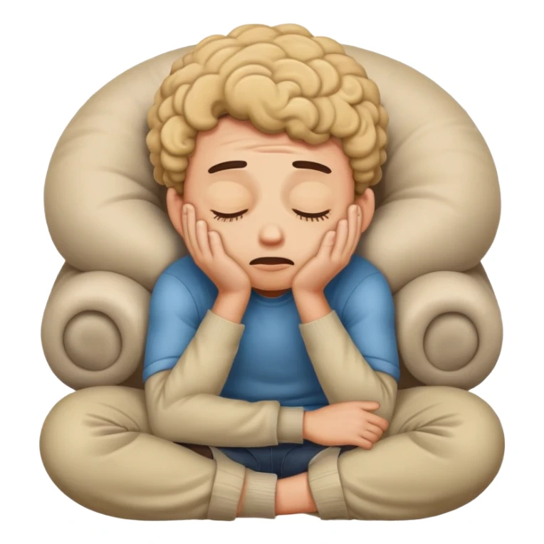 Scared man sitting curled up on himself, hidding his eyes sticker