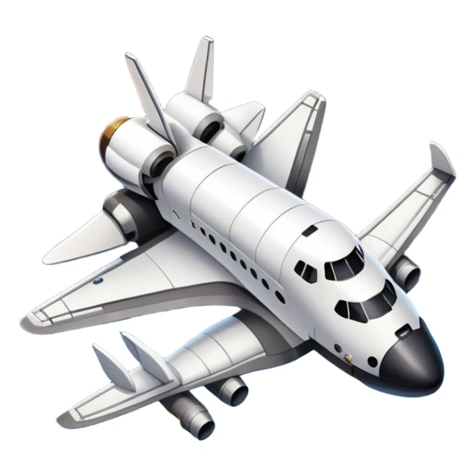 An icon featuring a space shuttle and an airplane against a starry sky, symbolizing aerospace technology. The design includes rocket boosters and satellite orbits, representing the exploration of space and advanced aviation. Transparent background sticker