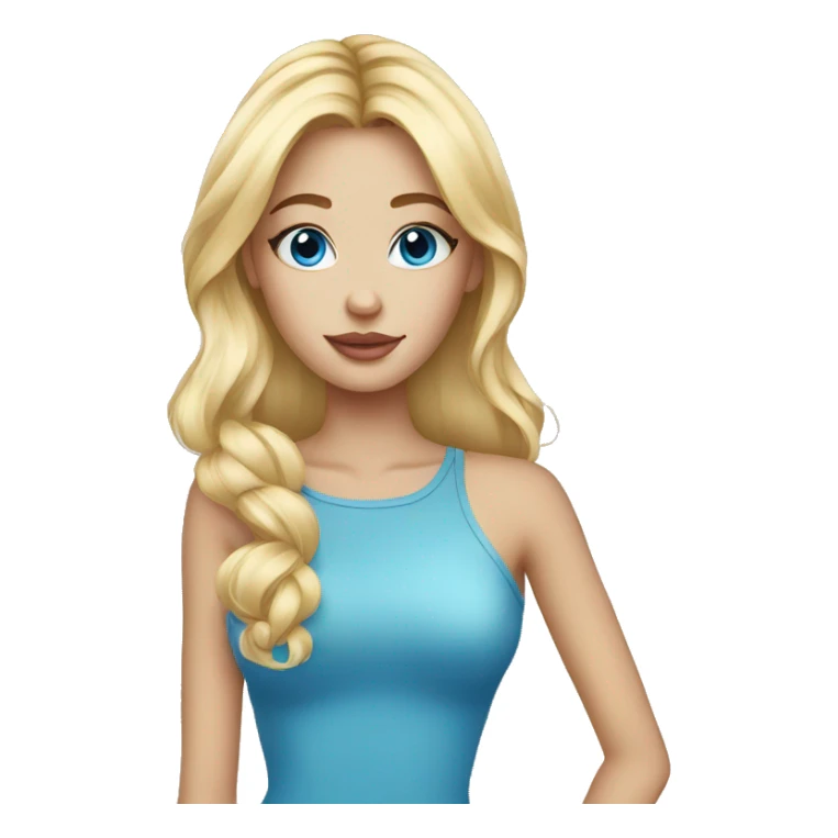 blond girl blue eyes with nails art sticker