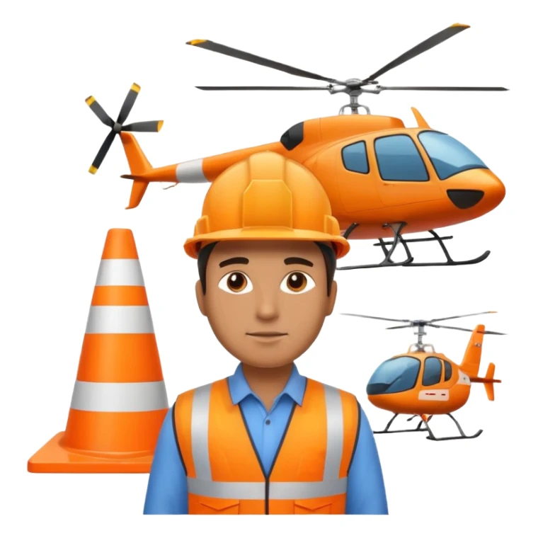 flying helicopter orange cone man sticker