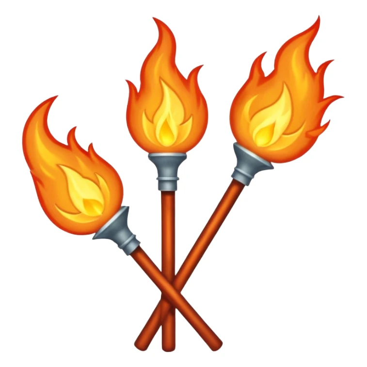 a three pronged pitchfork and a torch crossing each other to make an x sticker