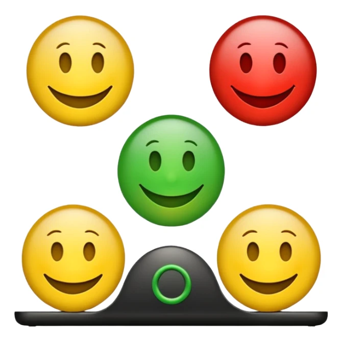 A statisfaction scale with three smileys (red, yellow, green) sticker