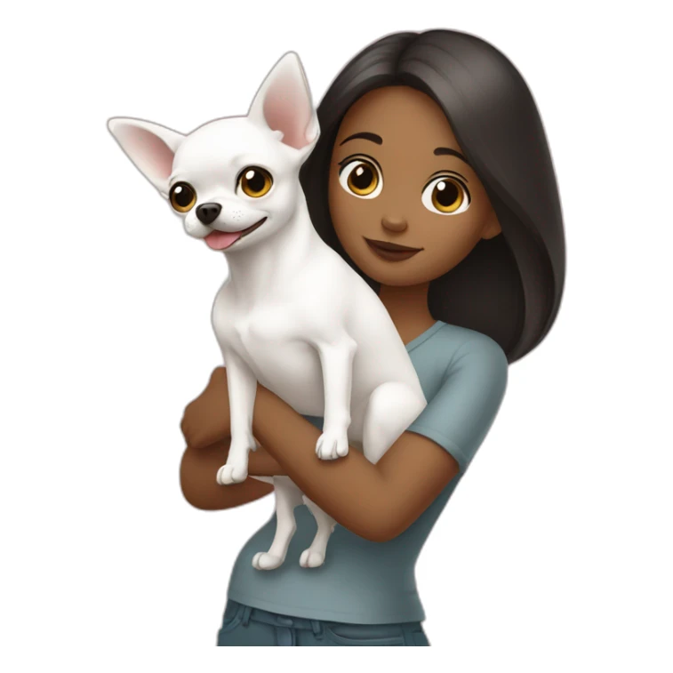 Girl holding white chihuahua  sticker