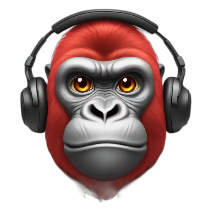red gorilla lightning face paint, with headphones sticker