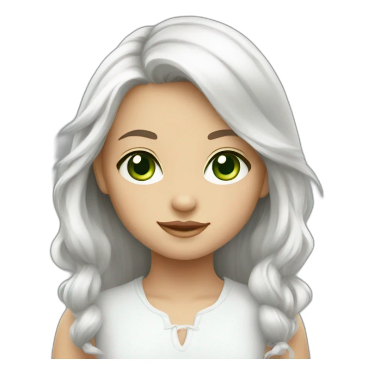small girl with white hair , green eyes sticker