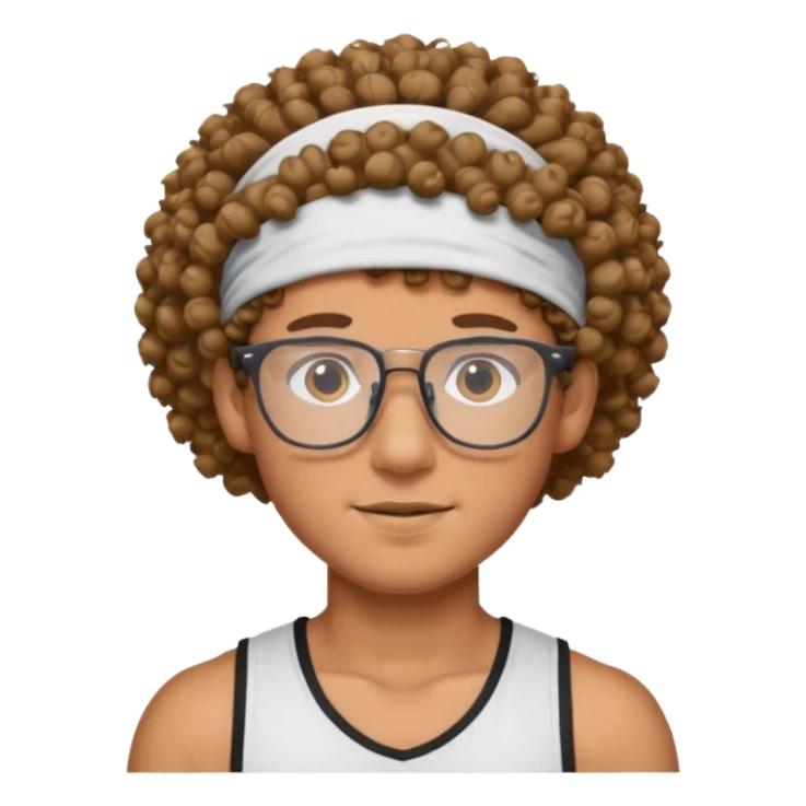curly guy with headband and glassess athlete sticker