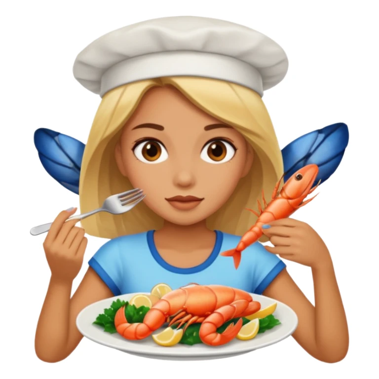 A girl eating seafood sticker