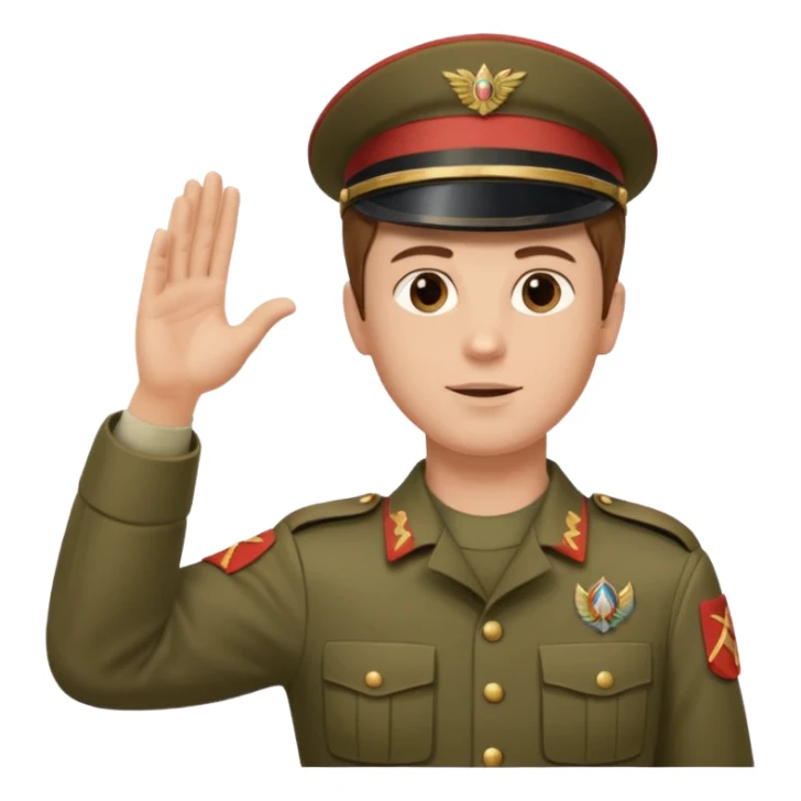 Solider giving a Roman salute with his hand held high and straight diagonally upward viewed from the side sticker