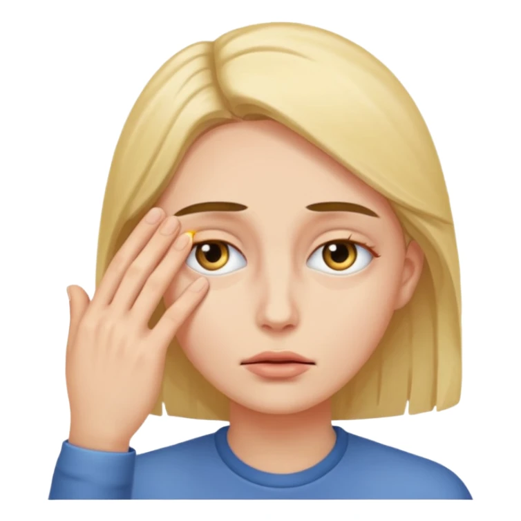 person dramatically pulling eyelids down with hand in front of face  sticker