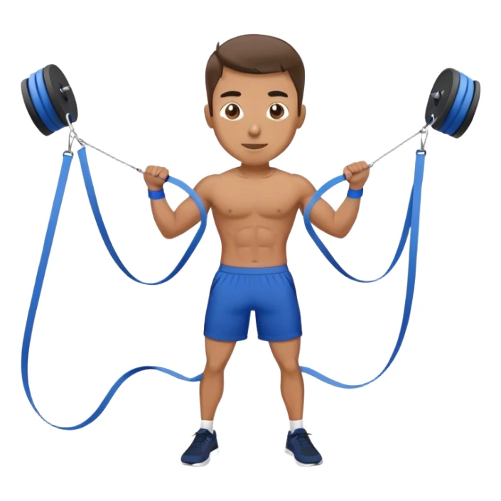 fit man with blue shorts resistance bands exercises sticker