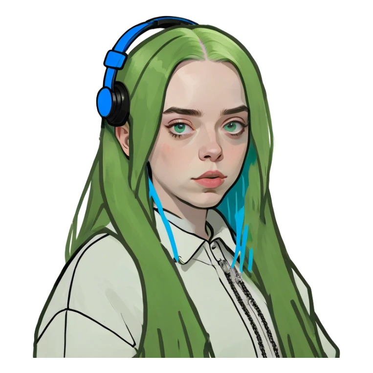 Billie eilish blue eyes long hair sticker