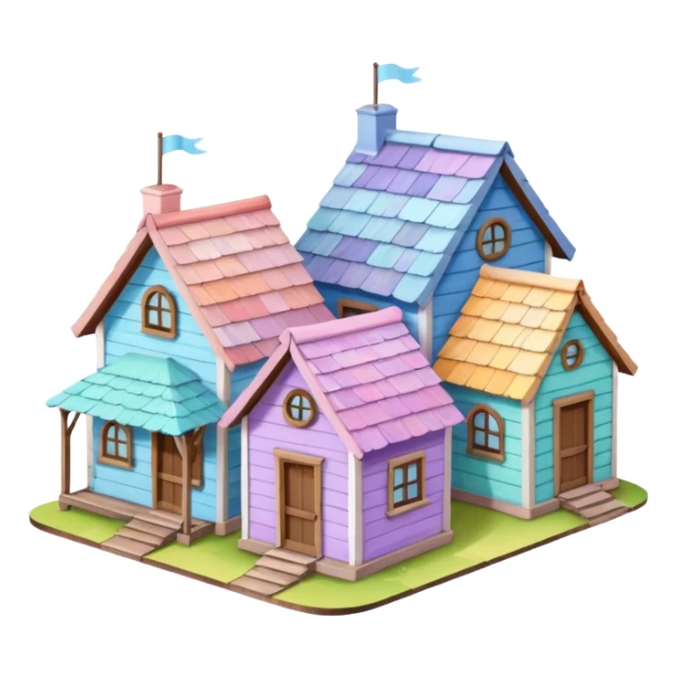 Pastel Roof Cottages sticker