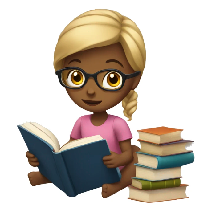 Girl reading books sticker