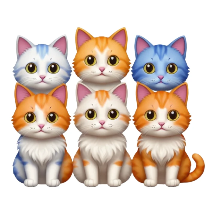6 cats with different coloured coats sticker