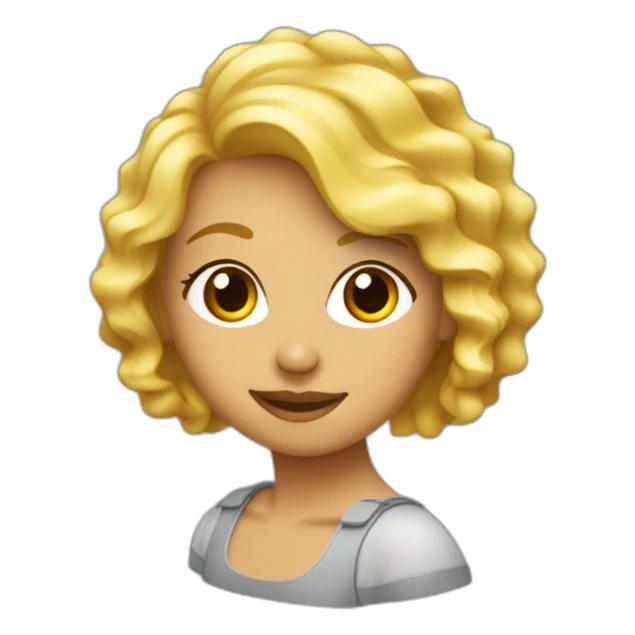 chica de pelo ondulado rubia en la computadora sticker