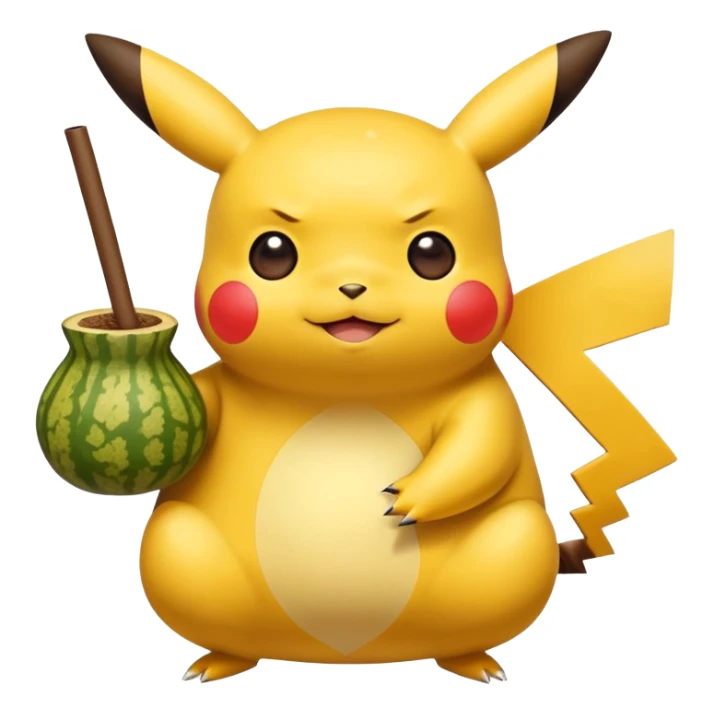 Cute pikachu with a gourd Yerba mate from Argentina in hand   sticker
