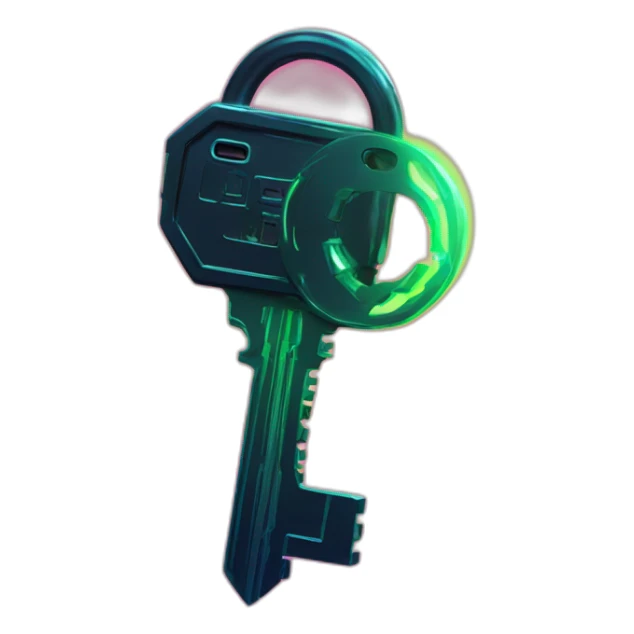 Keys in a cyberpunk environment with neon lighting. sticker