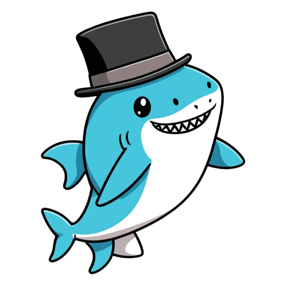 Shark with a top hat sticker
