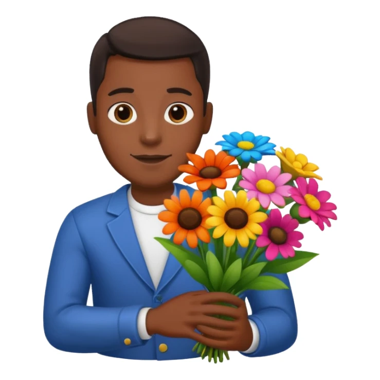 Black Male hand give a bogue of flowers sticker