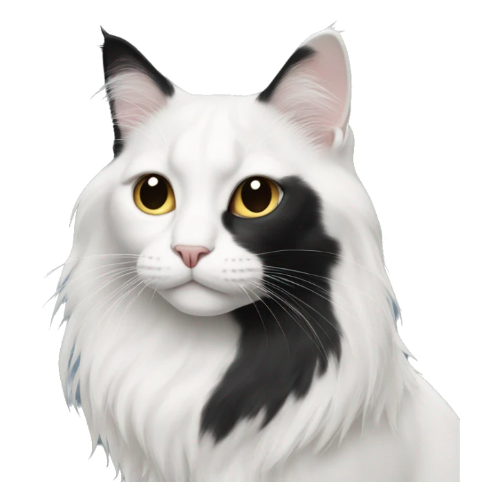 half black and half white long hair cat sticker