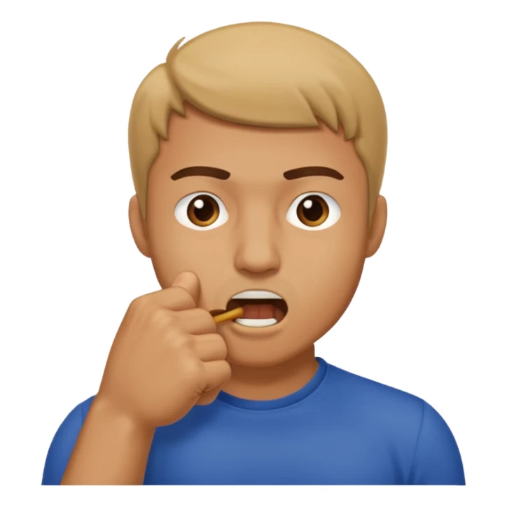 Man putting his fist in his mouth sticker