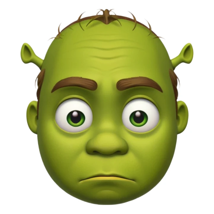 Shrek with a sad expression, emoji style sticker