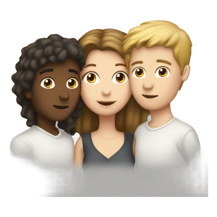three people kissing two white boys one white girl sticker
