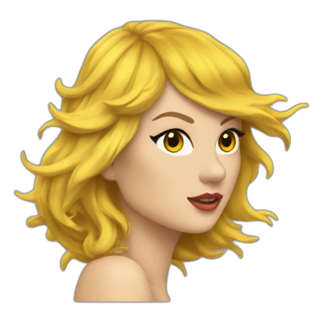 Taylor swift avec une robe jaune et les cheveux dans le vent sticker