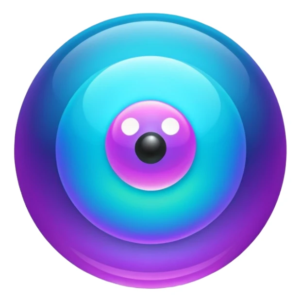 Magic glowing neon-Cyan-purple-gradient iridescent exotic magical glossy glassy 8-ball sticker