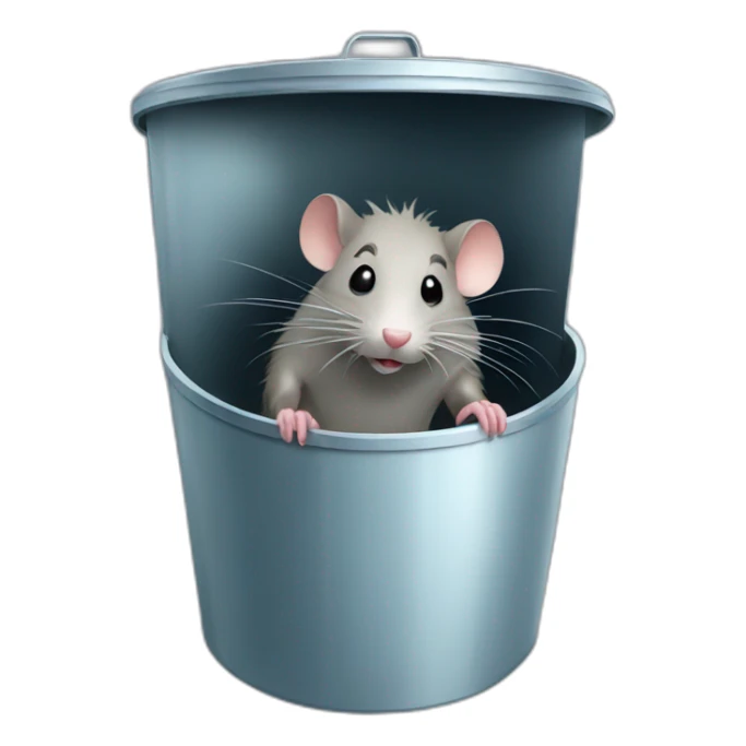 A rat in a trashbin full of water sticker
