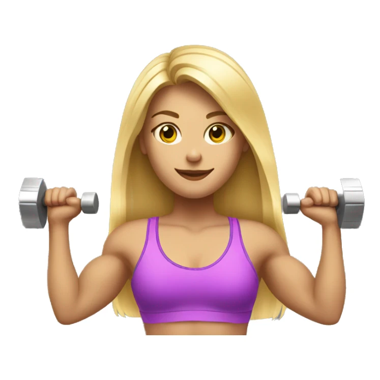 Sports Girl with long blond hair holding dumbbell on both hands sticker