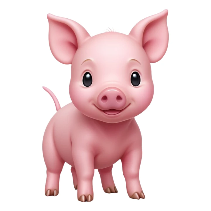 cinematic-[realistic piglet]-realistic-full-body-standing-emoji,-tail-flicking-lazily,-head-tilted-dramatically,-sleek-[pink]-skin,-simplified-yet-realistic-focused-features,-highly-detailed,-glowing-with-an-almost-sarcastic-glow sticker