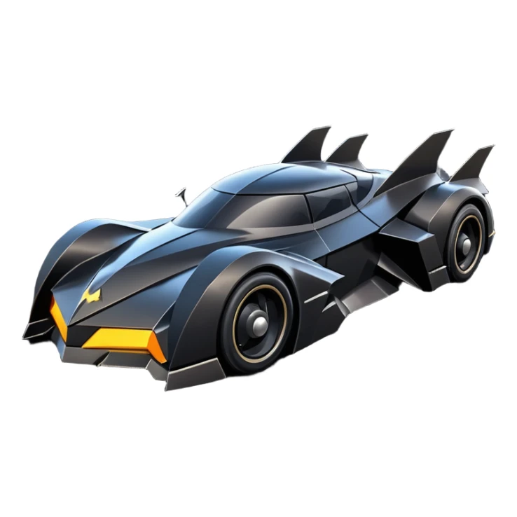  the animated series aerodynamic dark futuristic concept Batmobile loosely based on 1976 Cadillac coupe (flat long straight faceted mechanical body) winged stealthy street hot rod  sticker