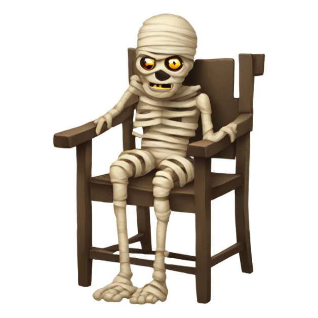 A decrepit old dried up mummy propped up on a chair  sticker