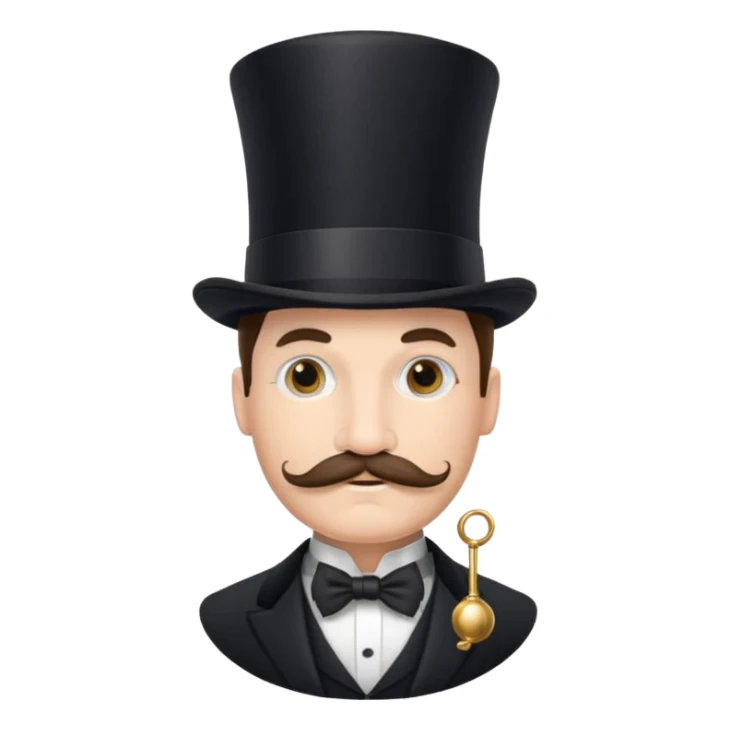 Fancy man with top hat and mustache with fancy look on his face and monocle on his eye sticker