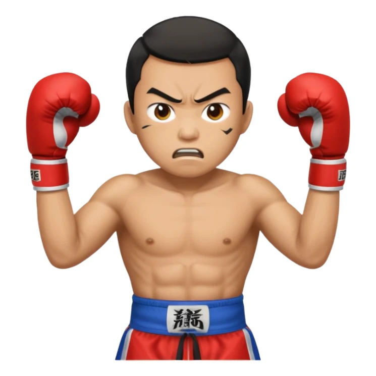 click that wong sze man face in thai boxing with angry face 20 times sticker